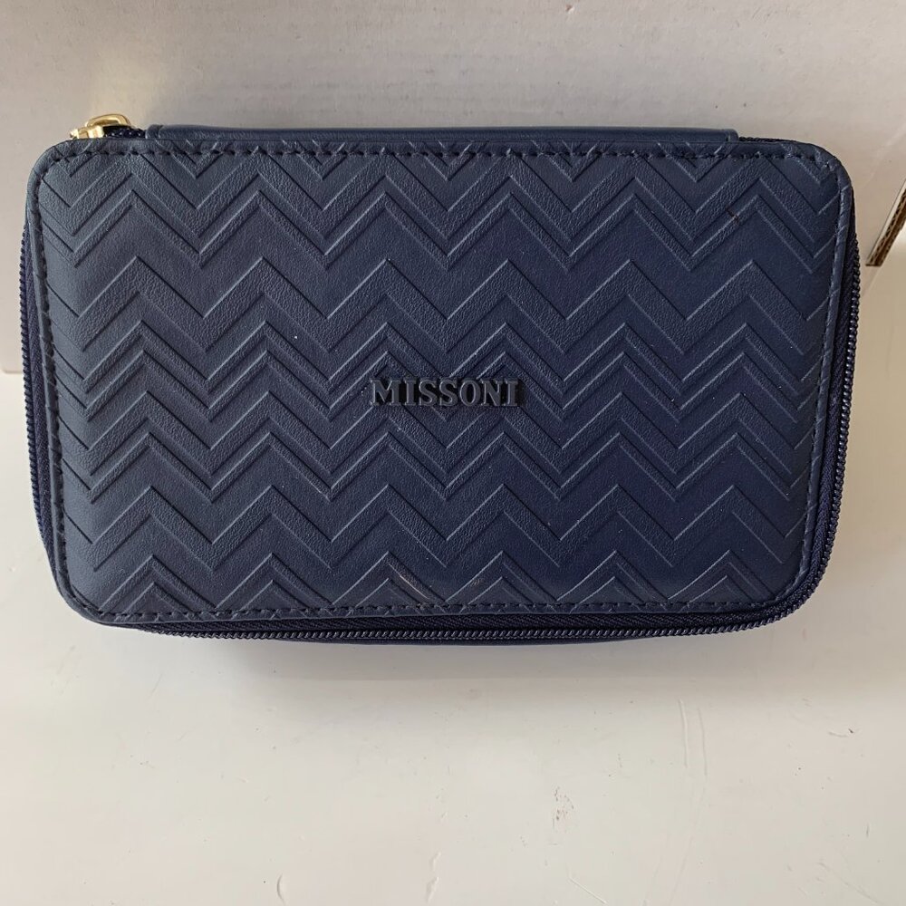MISSONI FOR DELTA TRAVEL SQUARE ZIPPER POUCH COSMETICS TOILETRY BAG CASE - Picture 1 of 8
